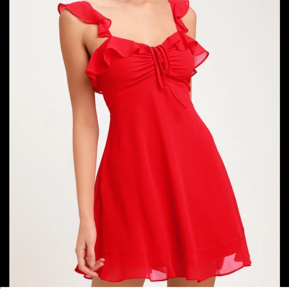 Red flutter a-line mini dress